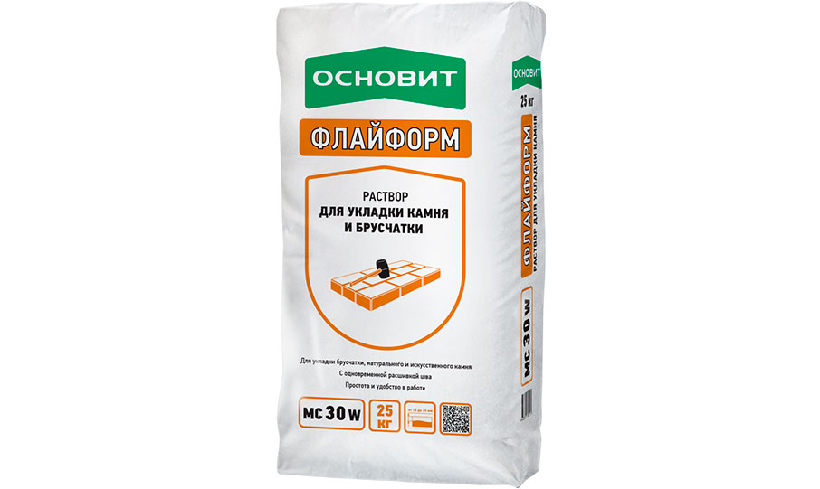 Раствор для укладки камня с одновременной расшивкой шва ОСНОВИТ ФЛАЙФОРМ MC30 W, 25 кг