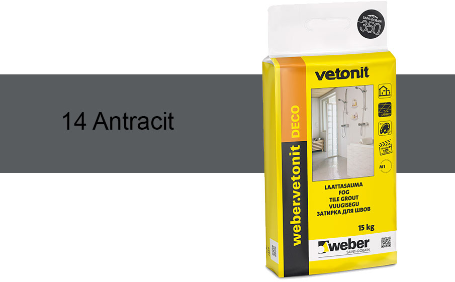 Затирка для швов weber.vetonit Deco 14 Antracit, 15 кг