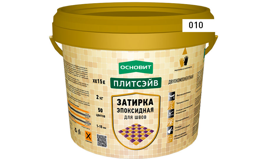 Эпоксидная затирка эластичная ОСНОВИТ ПЛИТСЭЙВ XE15 Е цвет белый 010, 2 кг