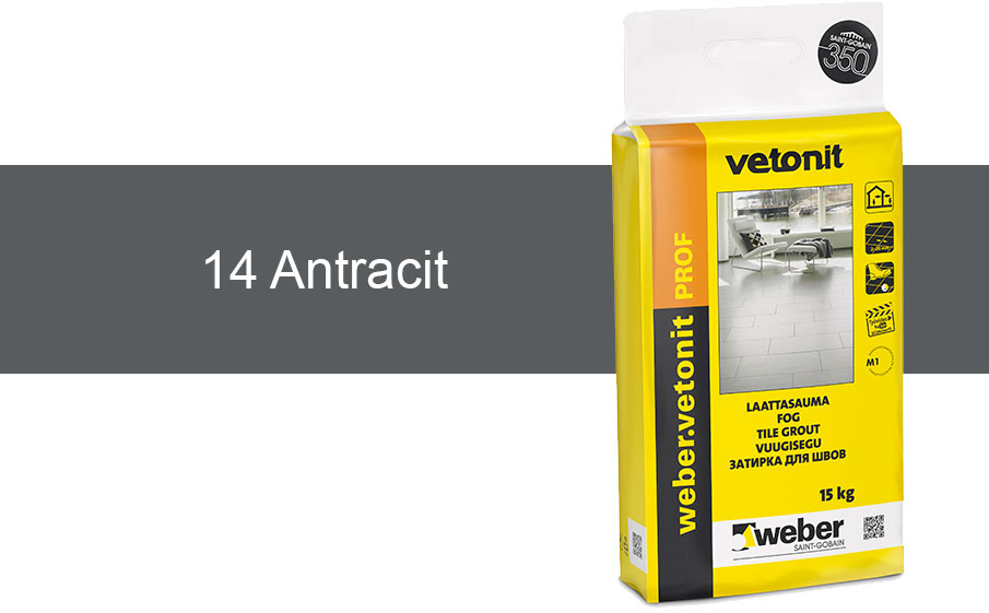 Затирка для швов weber.vetonit Prof 14 Antracit 15 кг