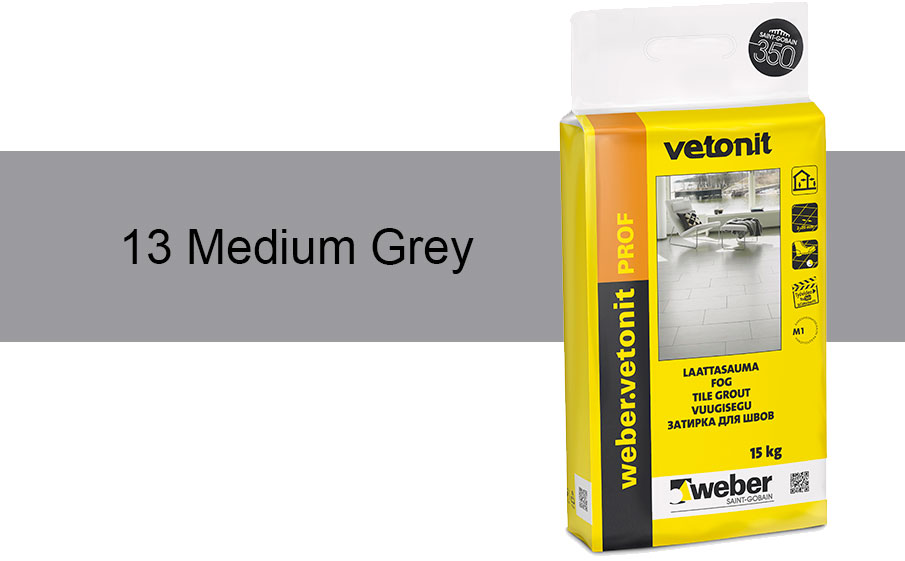 Затирка для швов weber.vetonit Prof 13 Med grey 15 кг