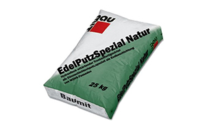 Известково-цементная декоративная штукатурка Baumit EdelPutzSpezial Natur White Rille "короед" 1,0 мм, 25 кг