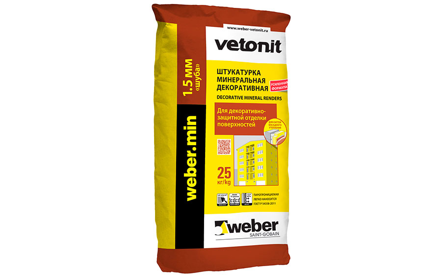 Минеральная фасадная штукатурка weber.min "шуба" ПО, 25 кг