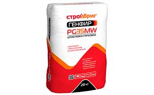 Шпаклевка гипсовая белая Стройбриг ГЕНФИР PG35 MW для внутренних работ, 20 кг
