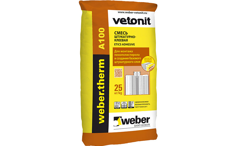 Штукатурно-клеевая смесь weber.therm A100, 25 кг
