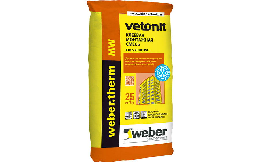Армировочно-клеевая смесь для теплоизоляции weber.therm MW winter, 25 кг
