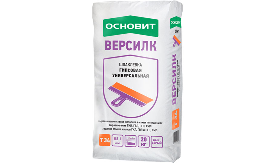Гипсовая шпаклевка ОСНОВИТ ВЕРСИЛК Т-34, 20 кг