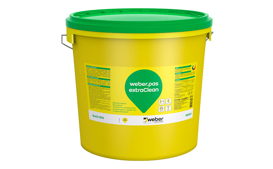 Декоративная силикатно-силиконовая штукатурка weber.pas extraClean "шуба" 1,5 мм 140 E, 25 кг