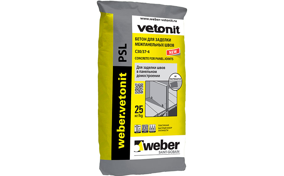 Бетон для заделки вертикальных швов weber.vetonit PSL, 25 кг