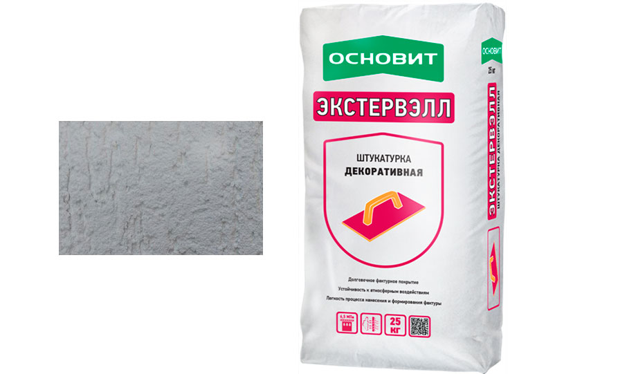 Штукатурка декоративная ОСНОВИТ ЭКСТЕРВЭЛЛ OS-1.5 GK "короед", 25 кг