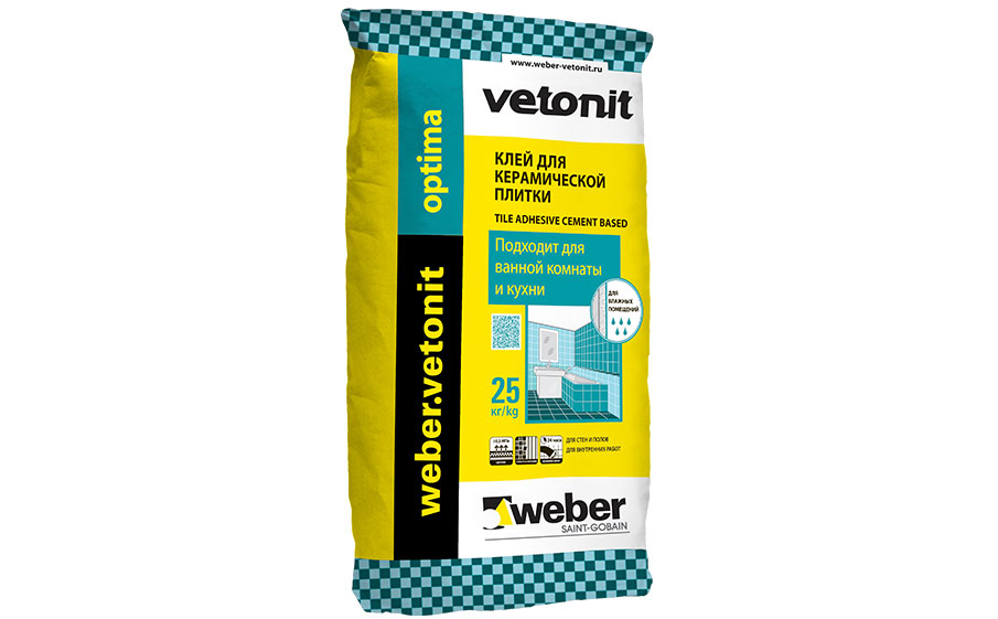 Плиточный цементный клей weber.vetonit optima, серый, 25 кг