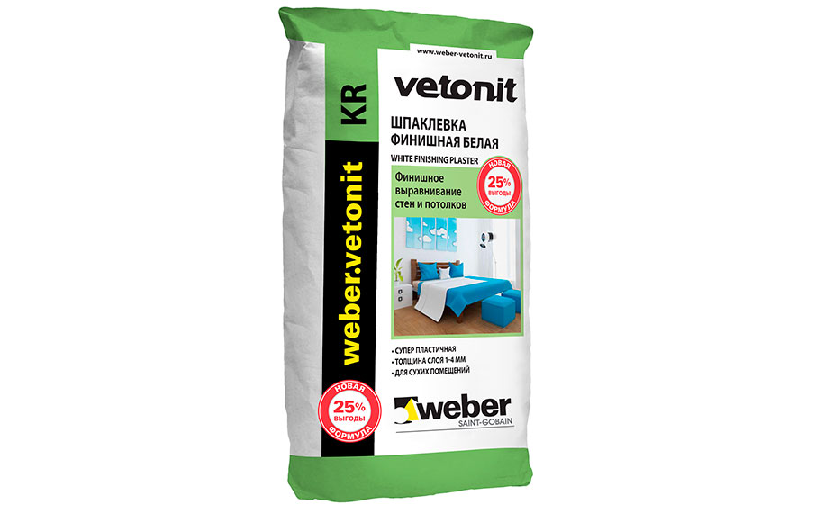 Шпаклевка финишная weber.vetonit KR, белый, 20 кг