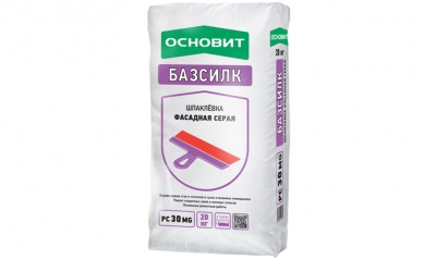 Фасадная шпаклевка ОСНОВИТ БАЗСИЛК PC30 MG (ранее серия Т-30) серый, 20 кг