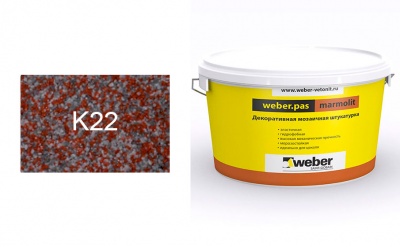 Декоративная мозаичная штукатурка weber.pas marmolit k22, 25 кг