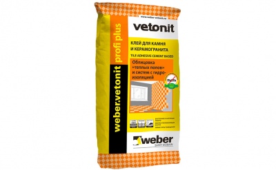 Плиточный цементный клей усиленный weber.vetonit profi plus, серый, 25 кг
