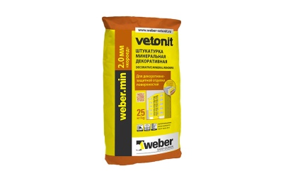 Минеральная фасадная штукатурка weber.min "короед" 2,0 мм ПО, 25 кг